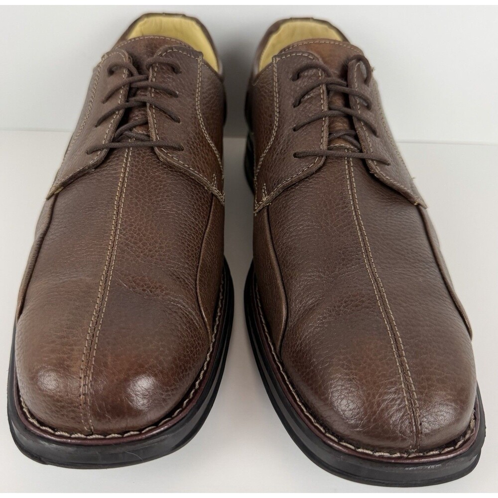 Studio Belvedere Bay Bridge Pebbled Leather Oxford Dress Shoes, Brown, 10.5 EEE - Picture 2 of 16